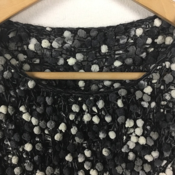 Grey Black & White Wool Blend Long Sleeve Pompom Sweater - Picture 7 of 10